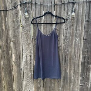 Tory Burch Semi-Sheer Navy Blue Silk Spaghetti Strap Camisole Tunic Length Sz 2